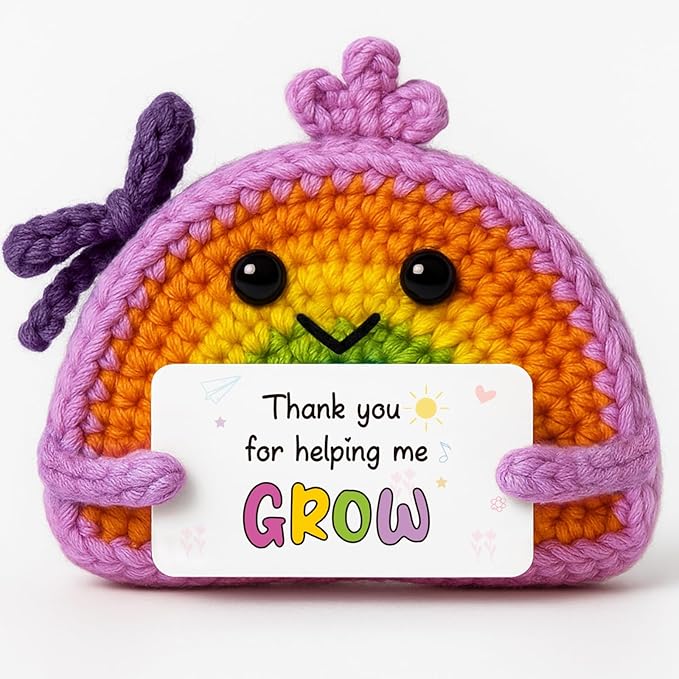 MAMAGIFTREE Thank You for Helping Me Grow - Appreciation Gifts for Teacher Mom Dad Professor Boss Mentor Coworker - Graduation Positive Rainbow Crochet