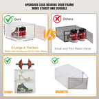 X-Large Stackable Shoe Boxes - Clear Plastic Shoe Storage Boxes with Magnetic Door, Thicken Shoe Organizer for Closet, Space Saving Foldable Shoe Containers Bins for Sneaker Boot - 8 Pack(White)
