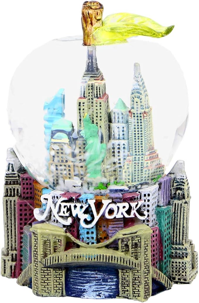 Mini New York City Snow Globe Apple Leaf 2.5 Inch NYC Snow Globe