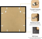 20x20 Picture Frame 3 Pack - Black Poster Frame Display Pictures 16x16 with Mat or 20 x 20 Without Mat for Wall Hanging Horizontal and Vertical
