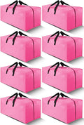Cosy Family 8 Pack Heavy Duty Extra Large Moving Bags with Backpack Straps - Strong Handles & Zippers, Storage Totes For Space Saving, Fold Flat, Alternative to Moving Box, Pink