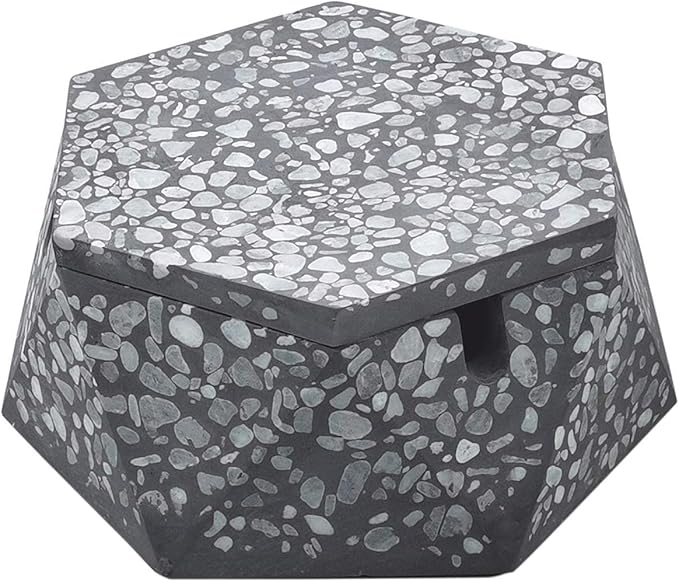 FREELOVE Concrete Ashtray with Lid & Stainless Steel Ashtrays for Cigarettes, Cement Ash Tray Smoking Holder Indoor Smokeless Outdoor Windproof Patio Home Office Cool Decor(Stone Grey, Small)