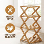 2/3/4/5/6/7/8/9 Tier Bamboo Folding Shoe Rack,2026 New Bamboo Foldable Shoe Rack,no Installation Required,Vertical Multi-Layered Organizer,Space-Saving for Entryways& Balconies (Brown, 7)