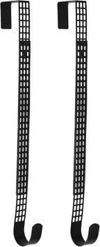 Haute Decor Set of 2 Hook & Lattice Adjustable Length Metal Wreath Hangers, Matte Black (2 Pack) - Unique Over The Door Wreath Holder - Holds 20 Pounds