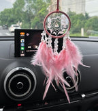 Dream Catchers for Cars,Boho car Decor,Small Feather Dream Catcher Hanging Car Deco Accessories for Women (Pink)