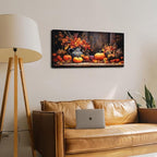 Orange Pumpkin Canvas Wall Art Kitchen Wall Decor Farmhouse Dining Room Pictures Halloween Painting Autumn Flowers Canvas Prints Rustic Fall Harvest Theme Posters Artwork Home Decorations 20x40"