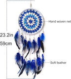 Blue Dream Catcher Feather Dream Catchers Wall Decor Handmade Dreamcatcher Wall Hanging Ornament for Bedroom Living Room Home Decor