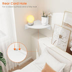 Homode Floating Corner Shelves, Set of 3 Wood Corner Wall Shelves with Wire Hole, 12 Inch Deep Hanging Corner Display Shelf for Living Room, Kitchen, Bedroom, White