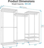 VIPEK V5C Bedroom Armoires Portable Clothes Closet Rack, White Metal Clothing Rack with Black Cover, Adjustable Custom Freestanding Closet Wardrobe Heavy Duty Covered Clothes Rack, Max Load 890LBS