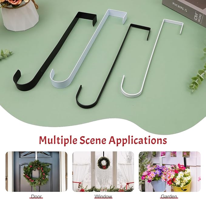 12 in Wreath Hanger for Front Door 2 Pack White Wreath Hangers Over The Door Wreaths Hanger Hook Christmas Wreaths Hook Decorative Halloween Easter Hangers Sturdy Home Hanging Wide