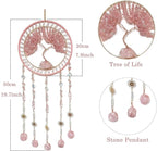 Crystal Tree of Life Dream Catchers with Stone Pendant Pink Dream Catcher Wall Decor Handmade Dreamcatcher Wall Hanging Ornament for Bedroom Living Room Home Decor