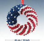 18 Inch Patriotic Red White Blue Wreath for Front Door, 4th of July Soft Touch Flower Wreath for Indoor Outdoor, Independence Day Memorial Day American Flag Wreaths