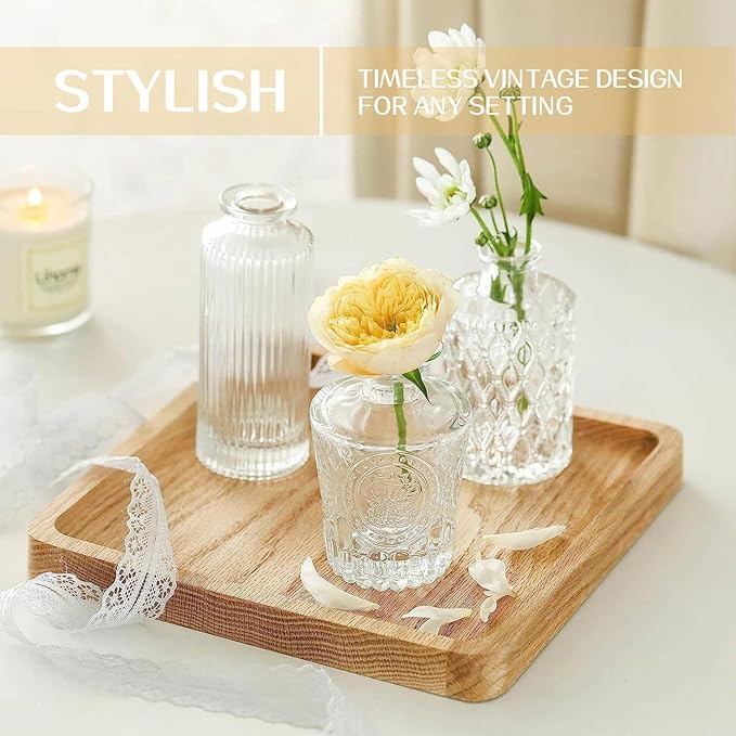 Mini Bud Vases Centerpieces for Tables,Clear Bud Vases for Flowers,Small Flower Vases Suitable for Birthday Party,Anniversary,Wedding Reception,Baby Shower (Clear, 12PCS)