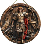 St. Michael San Miguel Arcangel Wall Pediments Home Decor Door Sign Plaques Hanging Pendant Decorations Batter Guard Angel Christian Religious Ornaments (M)