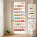 20-30 Pairs Over the Door Shoe Organizer, Clear Pockets Hanging Shoe Storage for Closet, 10-Tier Door Shoes Rack, Handing Shoes Holder Fit All the Family's Sneakers, Boots, Heels, Beige