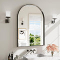 Arch Bathroom Mirror, 30"x40" Wall Mounted Vanity Mirror with Deep Frame, Tempered Glass Decor Mirror for Bathroom, Bedroom, Entryway and Living Room, Hanging or Leaning, Black