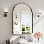 Arch Bathroom Mirror, 30"x40" Wall Mounted Vanity Mirror with Deep Frame, Tempered Glass Decor Mirror for Bathroom, Bedroom, Entryway and Living Room, Hanging or Leaning, Black