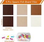 Square Felt Cork Bulletin Board Tiles, Self Adhesive DIY Felt Pin Board for Wall 30" x 20" with 35 Pushpins for Office School Home Wall Decor Stickers Memos Photos Display (Gradual Brown)