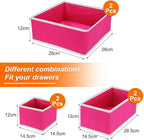 uxcell 1 Set Foldable Cloth Storage Box, 6 Slots Fabric Socks Underwear Drawer Dividers Organizers Baskets Bins for Clothes Socks Scarves Ties, Rose Red