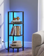 TUTOTAK Corner Shelf, 4-Tier Corner Bookshelf for Small Space, Narrow Display Corner Shelf Stand with Storage Rack, for Living Room, Bedroom, Black BS08BK004L