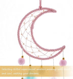 Pretty Jolly Pink Moon Kids Dream Catcher Wall Decor Pompom Feather Baby Dreamcatcher Handmade Children Dream Catcher Home Décor Wall Hanging for Nursery Bedroom Boys Girls Birthday Gift-25.6in