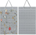 Hanging Earrings Organizer, Wall Earring Holder with 2 Hooks, Holds Up To 300 Pairs, Compact Design, Soft Material-Silber Grey