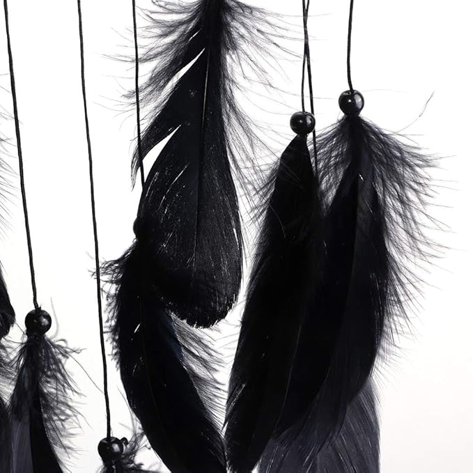 Dream Catcher, Wall Mounted Dream Catcher Feathered Dream Catcher Handmade Dream Catcher Black Boho Bedroom Dream Catcher
