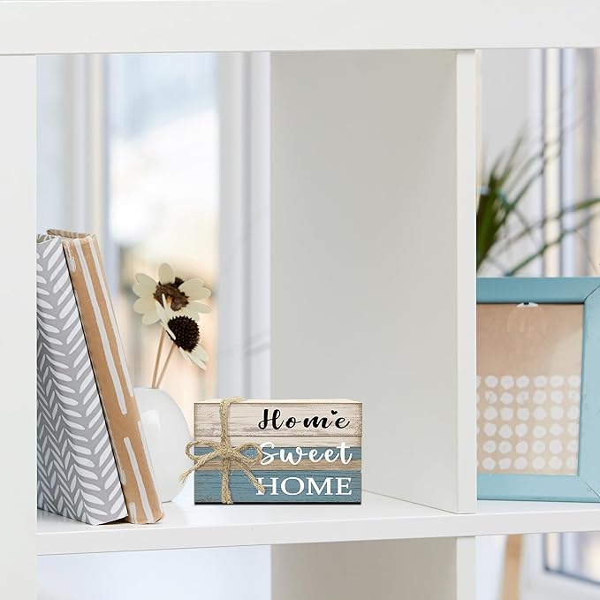 Mini Decorative Books For Home Decor, Small Wood Book Stack For Table Decor, Home Sweet Home decoration Books For Living Room Bookshelf, Farmhouse Stacked Books decoration（L50)