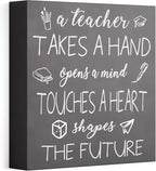 Barnyard Designs Wooden Box Sign Motivational Desk Decor, Inspirational Office Desk Decorations for Women Office Bathroom Shelf Décor (Teacher)