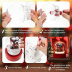 Irenare 2 Set Valentine's Day DIY Snow Globes Set Warm Light Make Your Own Snow Globe with LED Light Red Wooden Base Clear Plastic Globe Kit for Valentine's Day Gift
