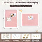 DOLLAR BOSS Bulletin Board with Linen 24'' x 18'' White Framed Cork Boards for Walls, Photo Display Pin Board, Decorative Corkboard for Office Home School Girls Dorm Decor with 10 Pushpins, Pink