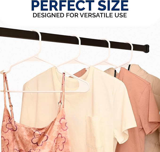 Plastic Hangers 50 Pack - Space Saving Clothes Hangers, Made in USA, Durable & Strong Plastic Shirt & Coat Hanger with Notches & Shoulder Grooves, Non-Slip Clothing Hangers | Black