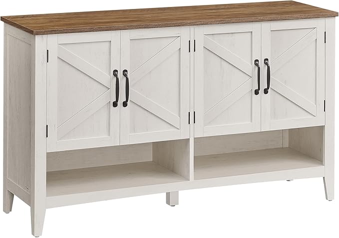 VASAGLE LIRY Collection - Shoe Cabinet, 3-Tier Storage Organizer, Shoe Shelf, Farmhouse Freestanding Cabinet, Height-Adjustable Shelf, 13.8 x 47.2 x 27.6 Inches, Rustic White ULBC039W01