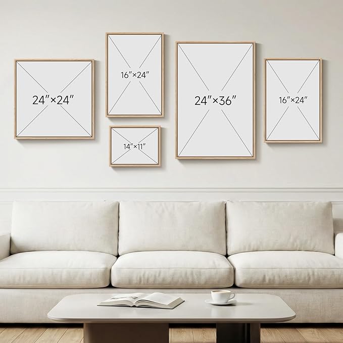 Large Framed Matisse Wall Art Set of 5, Neutral Beige Abstract Geometric Botanical Canvas Prints, Modern Minimalist Wall Decor for Living Room, Bedroom, Dining Room, Hallway, or Office