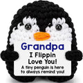 Belatelove Grandpa Gifts for Birthday, Handmade Crochet Mini Penguin Father's Day for Grandpa from Granddaughter Grandson, Funny I Love You Gift for Grandfather Greatgrandpa Easter Decor