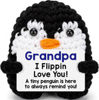 Belatelove Grandpa Gifts for Birthday, Handmade Crochet Mini Penguin Father's Day for Grandpa from Granddaughter Grandson, Funny I Love You Gift for Grandfather Greatgrandpa Easter Decor