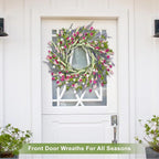 Artgar 26 Inch Spring Wreaths for Front Door, Spring Summer Lavender Paper Flower Wreaths for Home Farmhouse Windows Walls Porch Wedding Indoor Outdoor Decor for All Seasons (Pink)