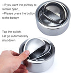 2 Sets Outdoor Ashtray with Lid, hanlongyu Flip Top Stainless Steel Ash Tray, Metal Windproof Cigarette Ashtrays for Indoor or Outdoor Use, Desktop Smoking Ashtray Office Patio Home Decor