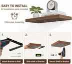 Acovy 36 Inch Floating Shelves, 36"x9.25"x1.5" Inch Deep Floating Shelves for Wall, Wooden Shelves for Bathroom, Bedroom, Living Room, Walnut, 2 Pieces