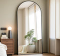 Prywot Arched Full Length Mirror, 70"x26" Free Standing Floor Mirror, Modern Full Body Mirrors with Stand, Wall Mirrors with Aluminum Alloy Frame for Bedroom,Living Room, Black
