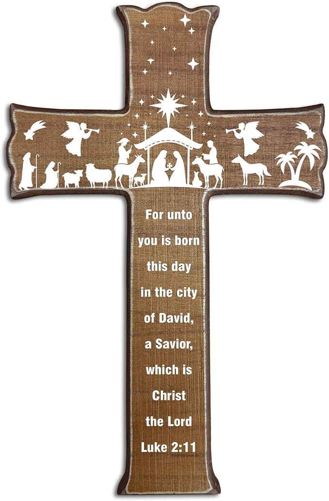 dsjaidh Cross Wall Decor - Wood Color Scripture Wooden Cross For Wall - Rustic Wooden Hanging Signs Easter Decor for Home Office Church Baptism - Christian Gifts for Men Women (Lord) - A05