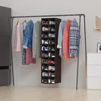 Libeder Hanging Shoe Organizer for Closet, Hanging Closet Organizers 20 Section Shoe Shelves, Space Saving Shoe Holder & Storage, Coffee, 12''W×12''Dx 50''H
