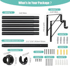 1.3 Inches Closet Rod, 17 to 87 Inch Clothes Rods Heavy Duty Closet Pole for Hanging Clothes and Clothes Poles Bracket Closet Rod Support (The Shelf NOT Included) (Black)