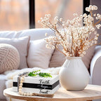 Capoda 3 Pcs Decorative Books for Home Decor Farmhouse Faux Stacked Books Wooden Rustic Table Decor with Bead Garland Twine Ribbon Faux Leaf for Table (Faith)