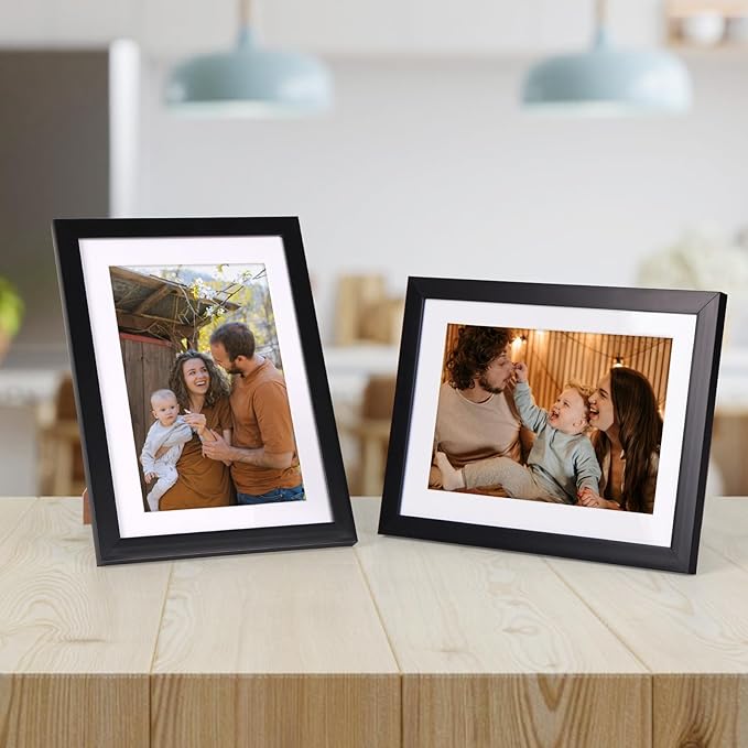 Rempry 5x7 Picture Frame, Display Pictures 4x6 with Mat or 5x7 Without Mat, Wall Hanging or Tabletop Photo Frame with Shatter Resistant Plexiglass, Black, 1 Pack