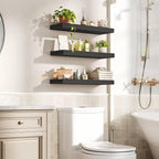 RALGEND Floating Shelves for Wall, 1.5" Thick Wall Shelf Set of 3 with Invisible Brackets, 23.6L x 7.9W Hanging Book Shelves Farmhouse Home Decor for Bathroom, Living Room, Bedroom, Black 6301BJP3BK