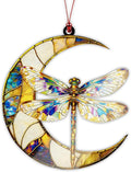 Dragonfly Gifts for Women, Dragonfly Moon Ornament for Christmas Tree Decoration, Birthday Gift for Mom, Mama Gifts Decor, Hanging Car Charm, Symbol of Love, Hope & Transformation