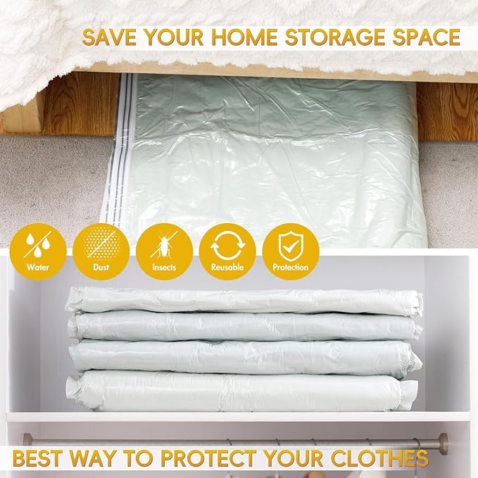 Vacuum Storage Bags with Electric Pump,8 Extra Large Jumbo storage Space Saver Bags (40x31 Inch) for Bedding,Comforters,Blankets,Clothing,Pillows,Jackets,Coats,Vacuum Seal Bags for clothing