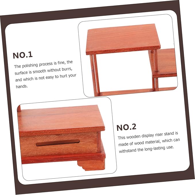 LIFKOME Tiered Wooden Display Riser Stand Pedestal for Home Decor Statues Holder