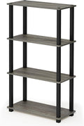 Furinno TURN-S-TUBE Storage Shelves, 4-Tier Book Shelf, Corner Shelf, Toolless Open Shelves, for Organization and Storage, Living Room, Garage, Home Office, French Oak